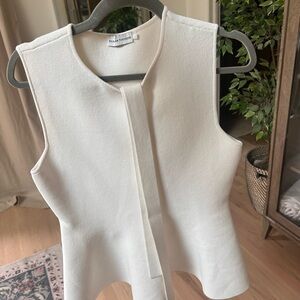 White Sleeveless Crepe Knit Top